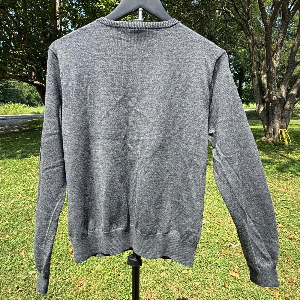 Ralph Lauren Sport Womens XL Grey 100% Merino Wool Button Front Cardigan Sweater
